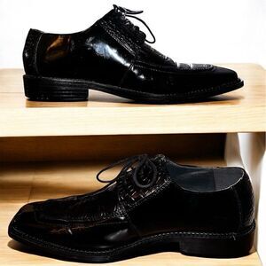 Bolano Men's Black Alligator Print Oxford Dress Shoes Size 8.5
